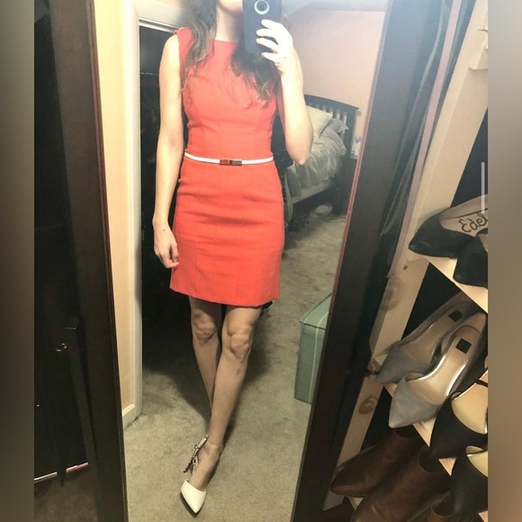 Tory Burch Dresses & Skirts - Tory Burch orange body-con dress with gold button detail - size 0​